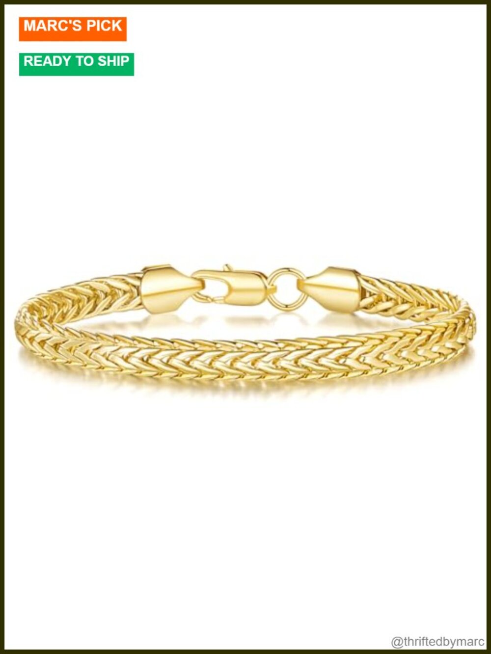 14k Gold Plated Foxtail Chain Bracelet Link Lobster Clasp Unisex Dainty